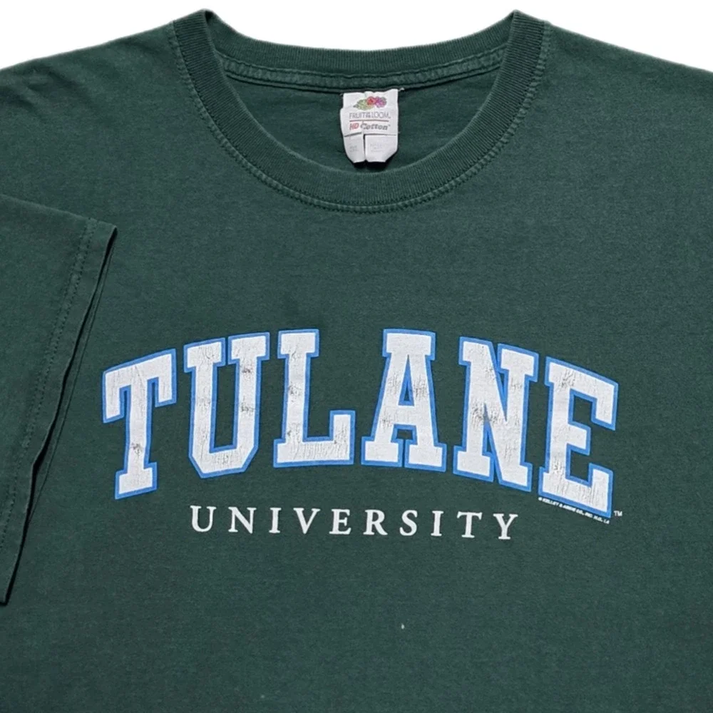 Vintage Tulane University Green Wave 90s Graphic T Shirt Mens 2XL
